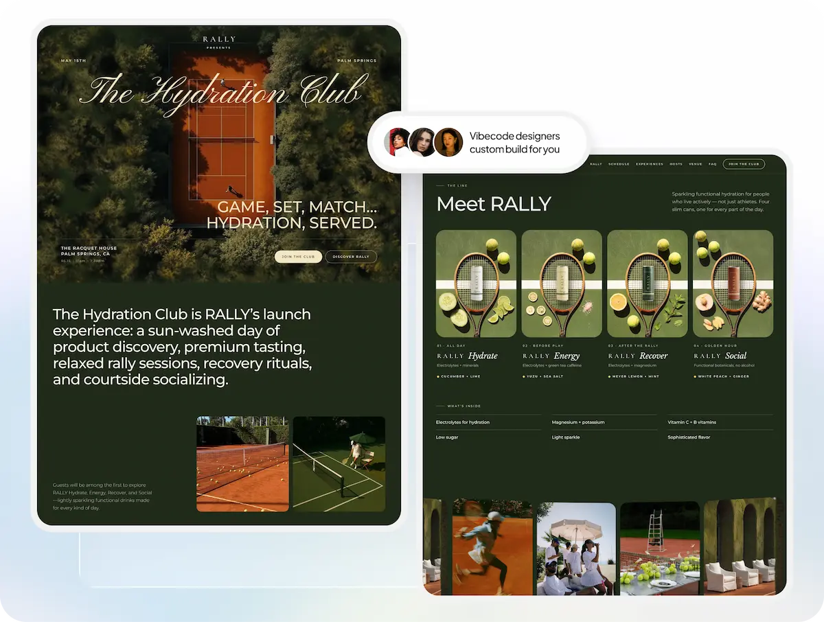 A custom event website, made with Design Magic